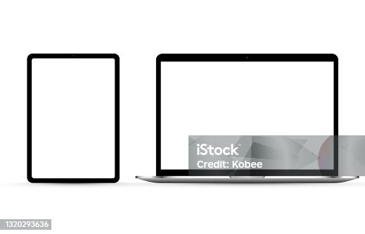 istock Screen vector mockup. Mockup of a phone, tablet, laptop, smartphone, with a blank screen on an isolated background. 1320293636