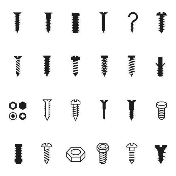 Screw icon set Screw icon set bolt fastener stock illustrations