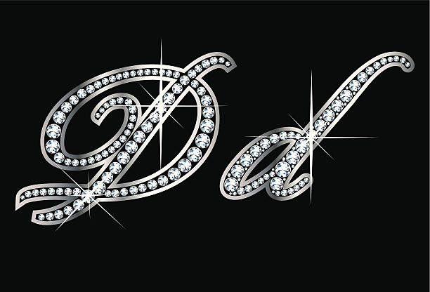 Script Diamond Bling Dd Letters vector art illustration