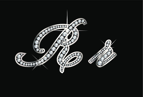 Script Diamond Bling Rr Letters vector art illustration