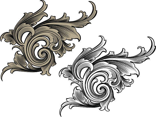 Scroll Arabesque Vector - Designed by a hand engraver, this carefully drawn and highly detailed intertwining scrollwork can be used a number of ways. Easily change the scroll and background colors. Scale to any size without loss of quality with the enclosed EPS, AI, files. Also includes high resolution JPG. growth borders stock illustrations