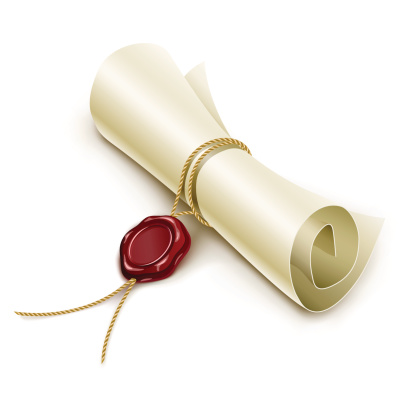 scroll paper with seal of sealing wax