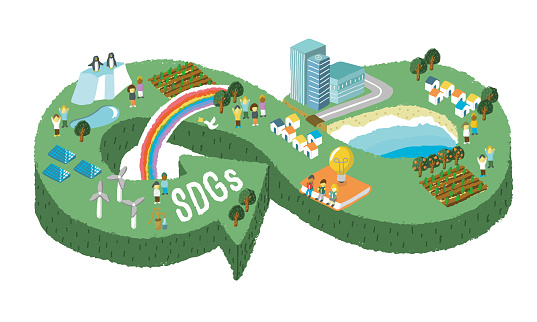 SDGs image illustration. Vector illustration on white background.Ecology life, eco city.