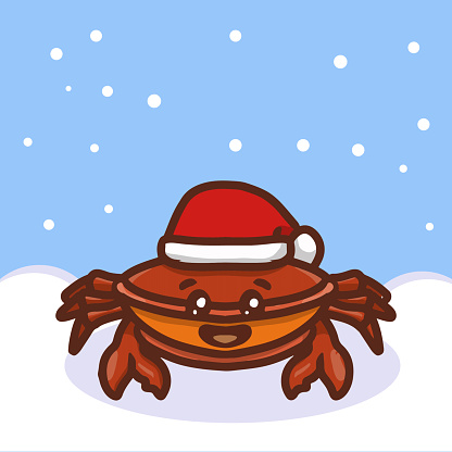 Cute sea animal Christmas mascot character illustration design