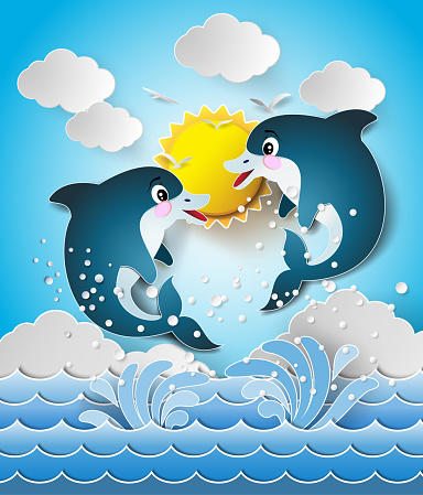 sea dolphin illustration for children's books