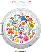 Sea life colorful poster