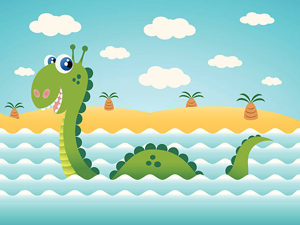 Sea Serpent Vector Cartoon  loch ness monster stock illustrations