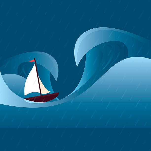 Sea Storm Sailing storm stock illustrations
