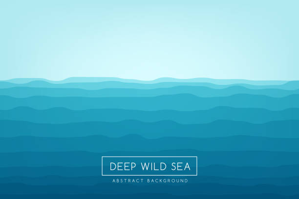ilustrações de stock, clip art, desenhos animados e ícones de sea waves background. blue abstract vector banner. - sea