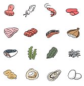 It is an icon of ingredients that can be used for cooking and recipe explanation.Hand-drawn.