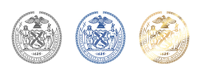 Seal of New York. Badges of New York County. Boroughs of New York City. Vector illustration