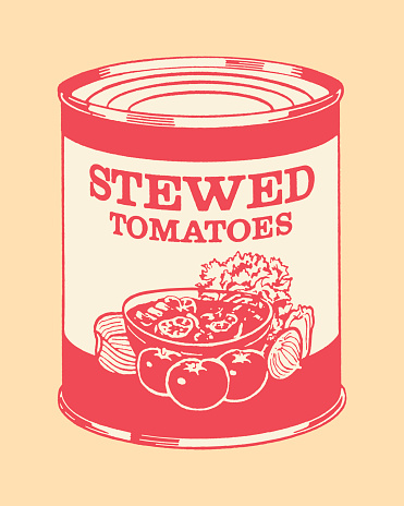 Sealed can of stewed tomatoes