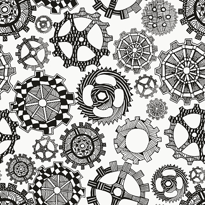 Seamles pattern with artistically gears.
