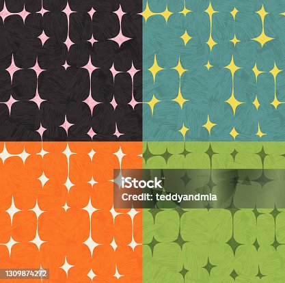 istock Seamless abstract mid century modern patterns for backgrounds, fabric design, home decor. 1309874272