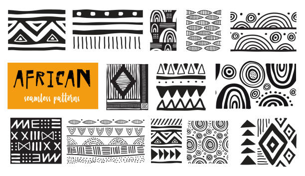 Seamless African modern art patterns. Vector collection Seamless African modern art tribal patterns. Vector collection african culture stock illustrations