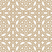 Seamless geometric ornament based on traditional arabic art.Brown color lines.Great design for fabric,textile,cover,wrapping paper,background.Fine and average lines.