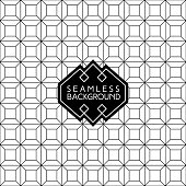 abstract arabic geometrical seamless art deco monochrome  wallpaper or background with hipster label or badge