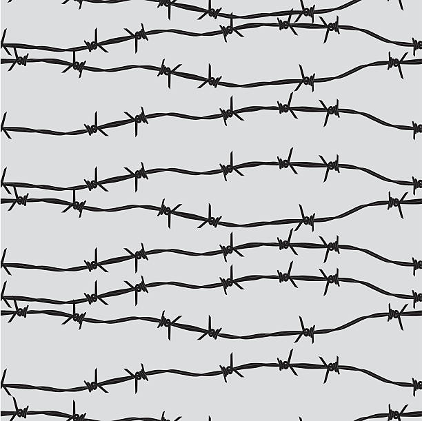 Seamless background of barbed wire vector background of seamless barbed wire. barbed wire stock illustrations