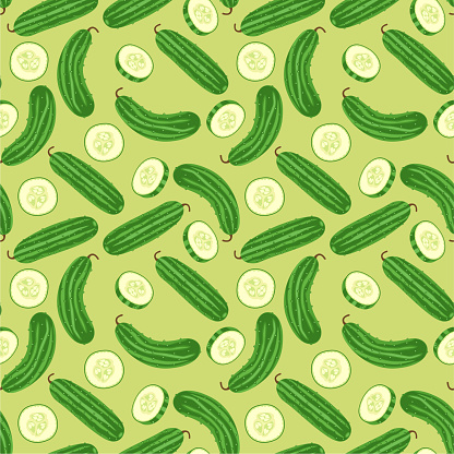 Seamless background of cucumber vegetable green
