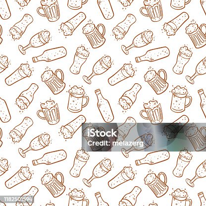 istock Seamless background of different beer 1182501594