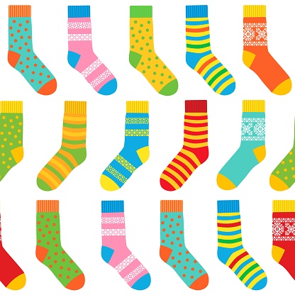 Seamless Background Of Multicolored Socks Stock Illustration - Download ...