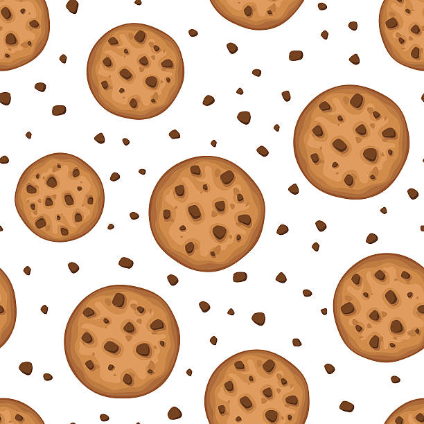 Seamless background with cookies. Vector illustration. Vector seamless background with round cookies on a white background. cookie stock illustrations
