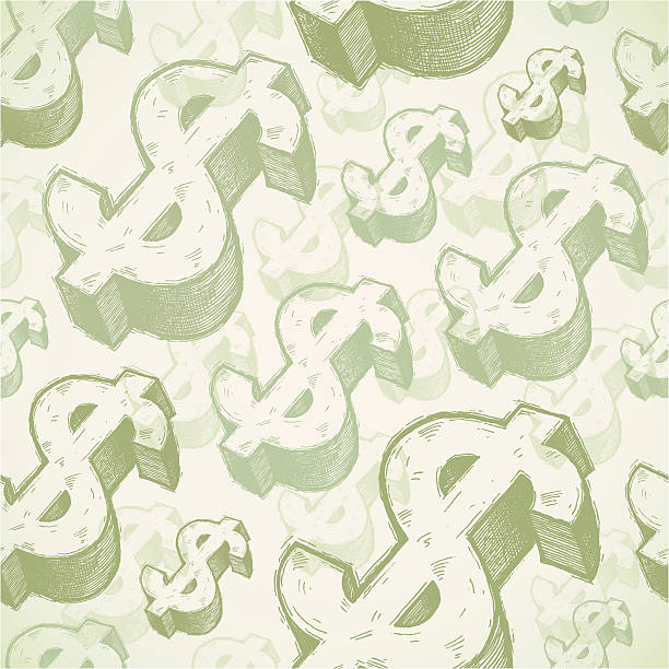 Seamless background with dollar signs Vector seamless background with hand drawn dollar signs money stock illustrations