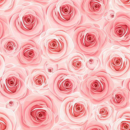 Seamless background with pink roses. Vector illustration.