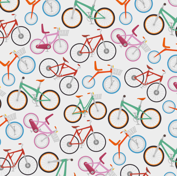 seamless bicycles pattern seamless bicycles pattern vector illustration graphic design cycling designs stock illustrations