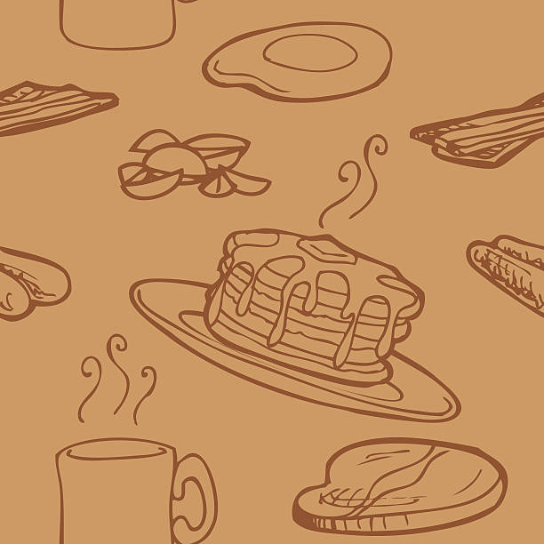 Seamless Breakfast Background Duplicate in any direction for a seamless breakfast background. breakfast patterns stock illustrations
