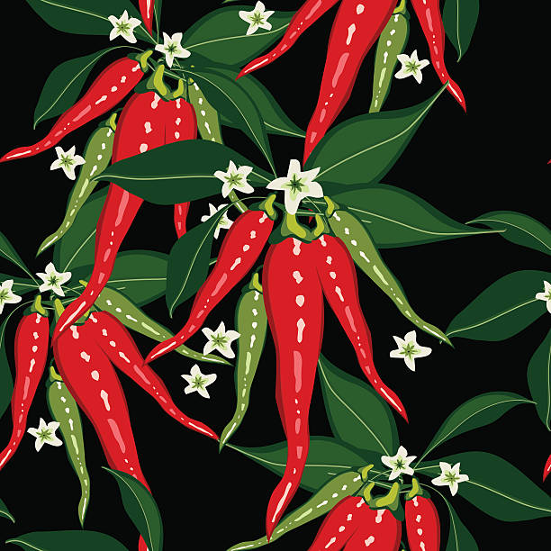 Seamless chilies background tile vector art illustration