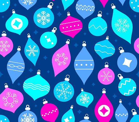 Seamless Christmas Holiday Ornaments Background