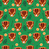 Seamless Christmas roasted chicken, duck or goose illustration pattern. Perfectly usable for all christmas related projects.