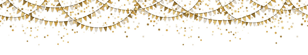 seamless colored garlands and confetti background