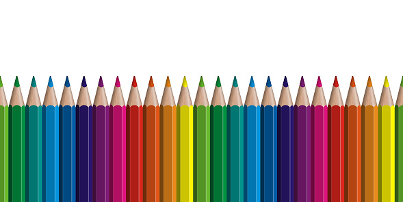 seamless colored pencils row