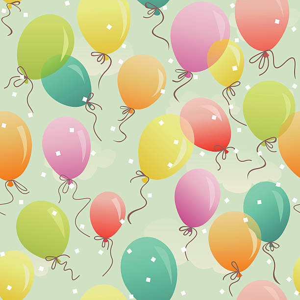seamless colorful balloons floating vector art illustration