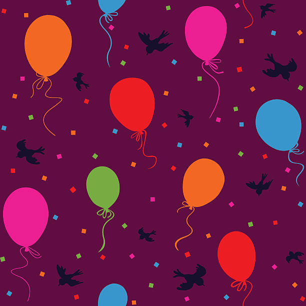 seamless colorful balloons in the sky vector art illustration