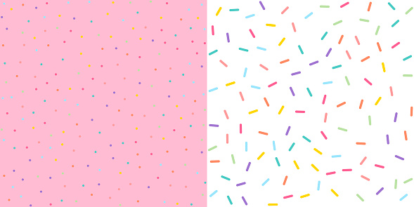 Seamless Colorful confetti sprinkle pattern wallpaper background. Vector illustration.