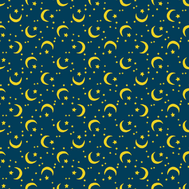 Seamless colorful pattern vector illustration Seamless colorful pattern. Vector background with moons and stars sleeping patterns stock illustrations