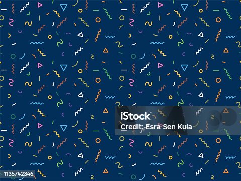 istock Seamless Colourful Abstract Geometric Line Pattern 1135742346