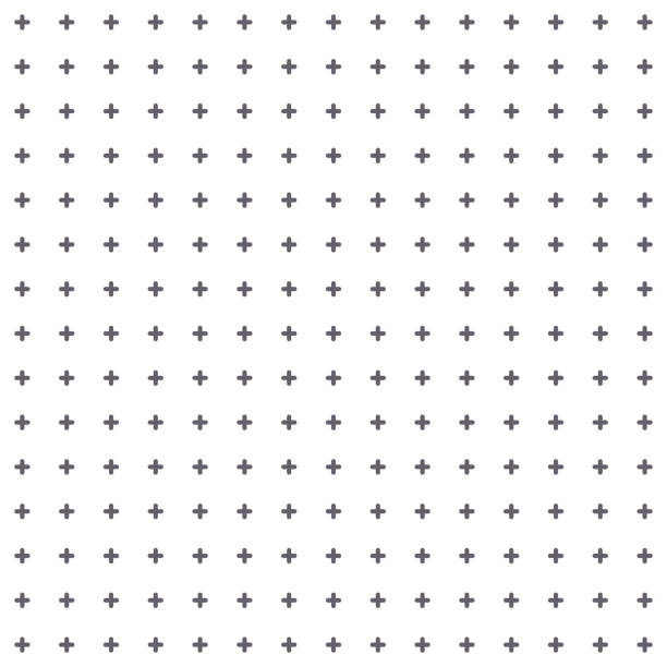 Seamless crosses pattern Simple seamless pattern of reagular geometric cross or plus signs on white background religious cross designs stock illustrations