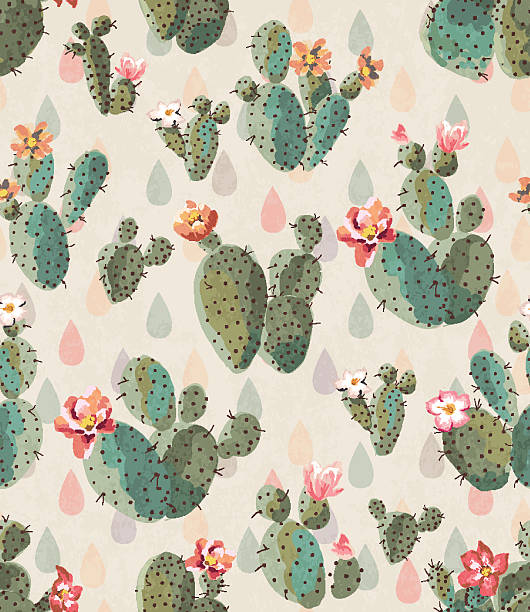 seamless cute cactus print pattern background seamless cute cactus print pattern background cactus patterns stock illustrations