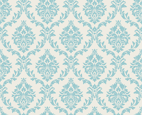 Seamless damask pattern done in light blue