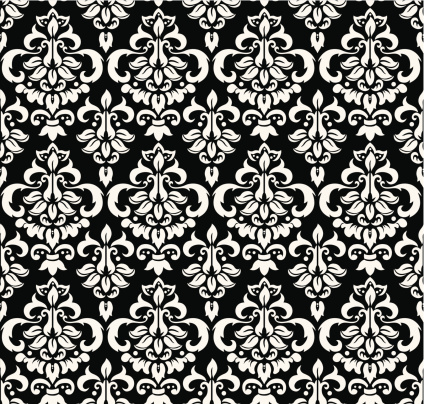 Seamless Damask Wallpaper Black and White