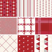 A collection of textile/wallpaper pattern. Series of red. All design are seamless and "pattern swatches" included in file, for your convenient use