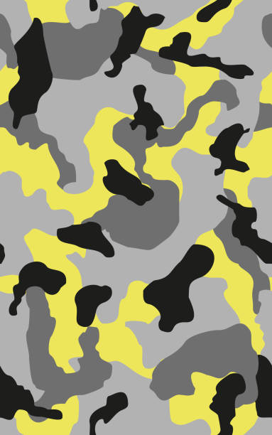 illustrations, cliparts, dessins animés et icônes de mode sans soudure noir gris et jaune camouflage motif vectoriel - camouflage ukraine