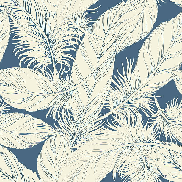 Seamless feather pattern vector art illustration
