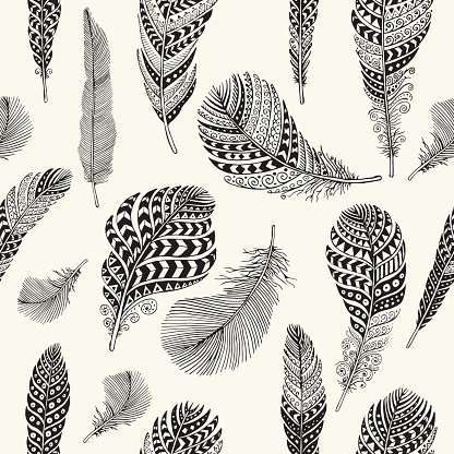 Seamless feathers pattern