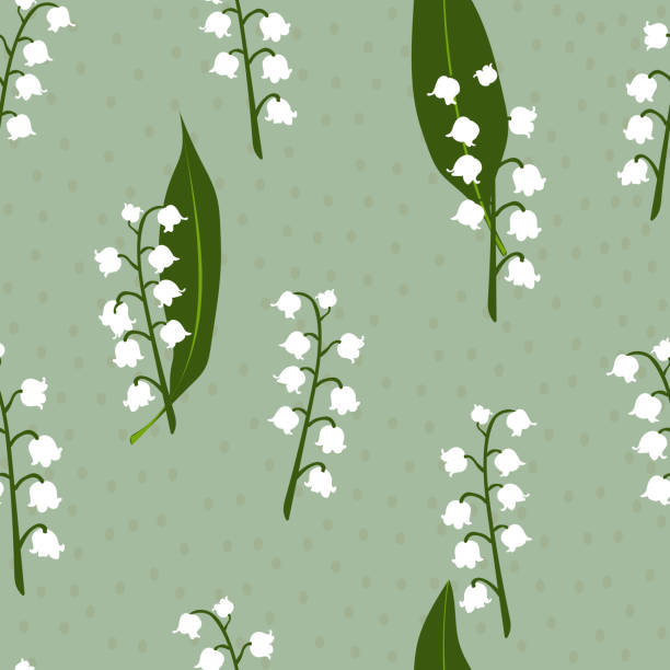 Seamless floral spring pattern in green pastel colors with lilies of the valley. Template for fashion prints on pillows, textiles, fabrics, paper. Vector graphics. Seamless floral spring pattern in green pastel colors with lilies of the valley. Template for fashion prints on pillows, textiles, fabrics, paper. Vector graphics. spring fashion stock illustrations
