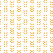 istock Seamless geometric pattern. Oats, wheat, grain, rice background, fox. Vector illustration 1346787494